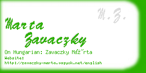 marta zavaczky business card